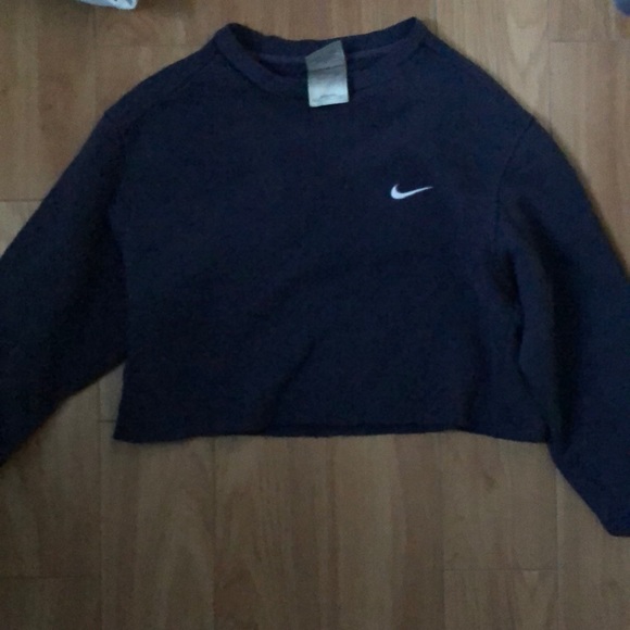 Vintage Navy Blue Nike Crop Crewneck - Picture 1 of 3